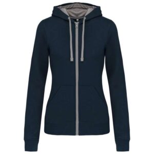 Kariban - LADIES’ CONTRAST HOODED FULL ZIP SWEATSHIRT