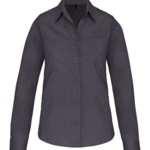Kariban - LADIES' LONG-SLEEVED COTTON POPLIN SHIRT