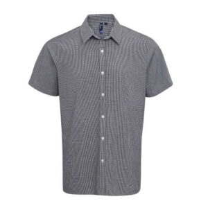 Premier - MEN'S SHORT SLEEVE GINGHAM COTTON MICROCHECK SHIRT