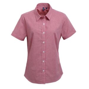 Premier - WOMEN'S SHORT SLEEVE GINGHAM MICROCHECK SHIRT
